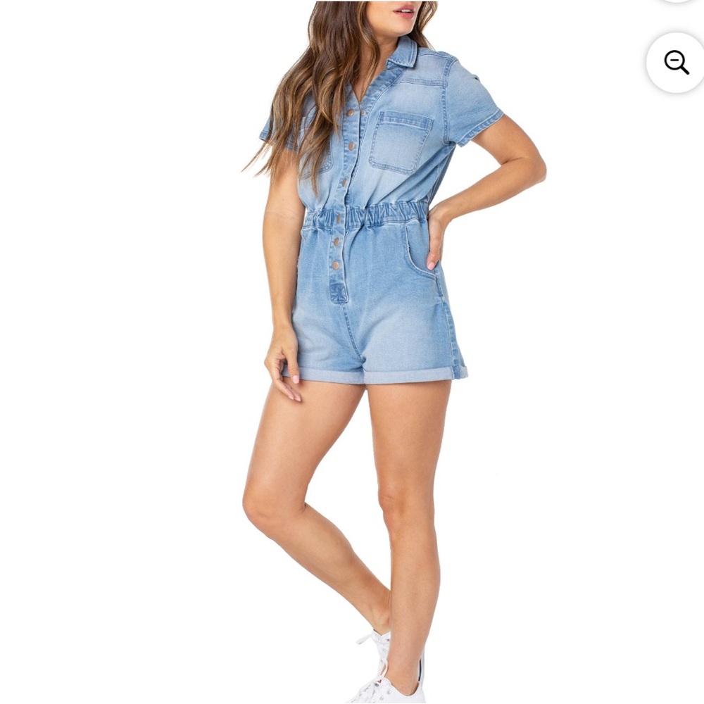 Women’s Ruff Cuff Short Boiler western boho Romper Sz S